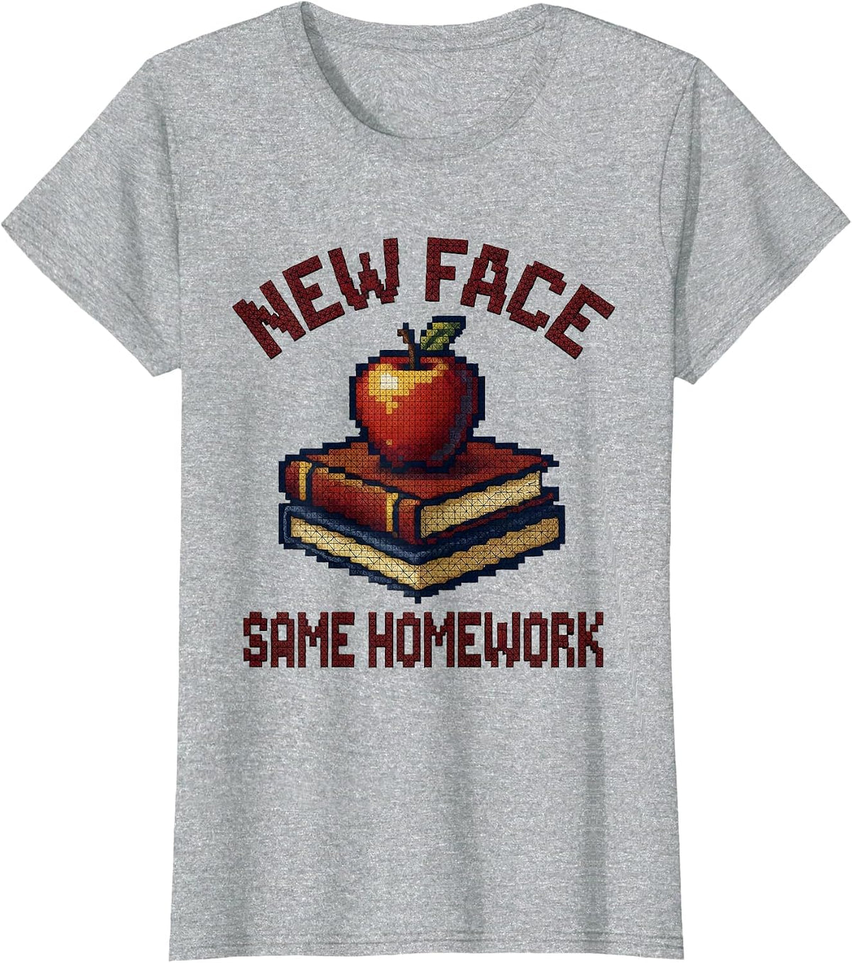 Women's New Face Same Homework Substitute Teacher Design T-Shirt - Heather Grey