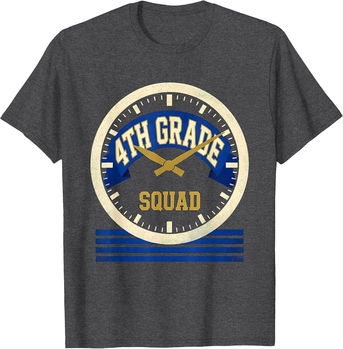 Men's 4th Grade Squad Sports Teacher Back To School Crew T-Shirt - Dark Heather Grey