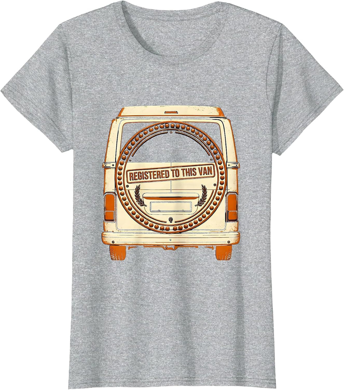 Registered To This Van Vintage Van Life Emblem Road Trip T-Shirt - Heather Grey