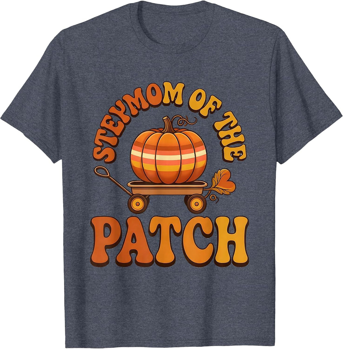 Stepmom of the Patch Retro 70s Matching Family Halloween T-Shirt - Heather Blue