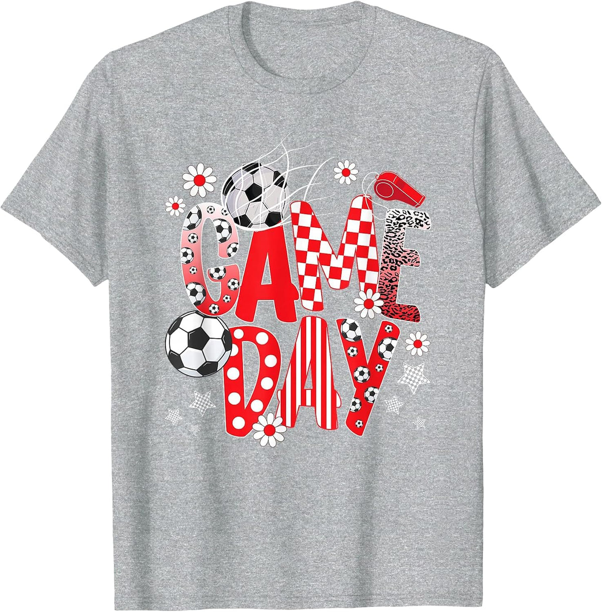 Game Day Cute Soccer Game Day Soccer T-Shirt - Heather Grey
