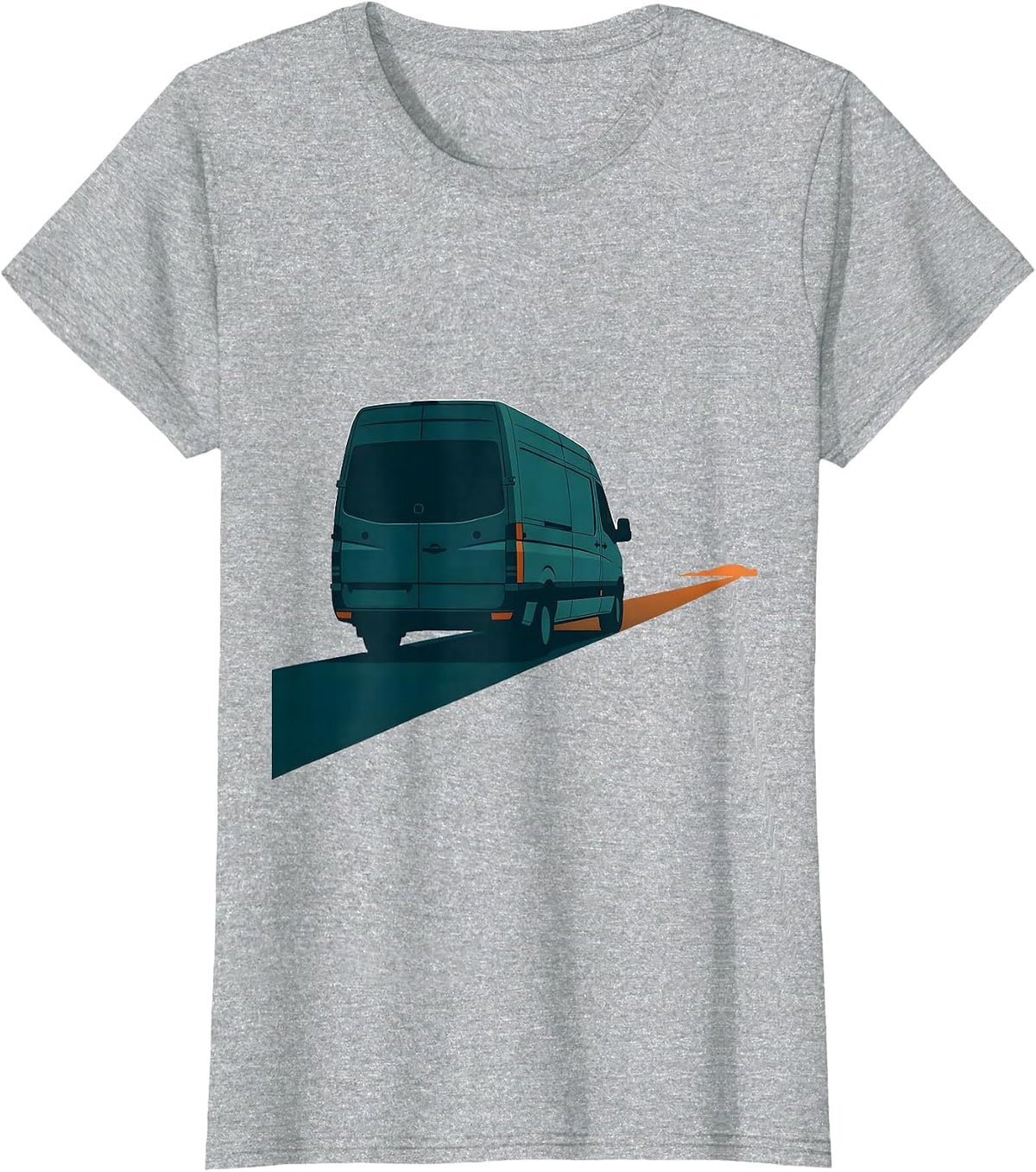 Women's Boxy Conversion Van Minimalist Van Life Road Trip Nostalgia T-Shirt - Heather Grey