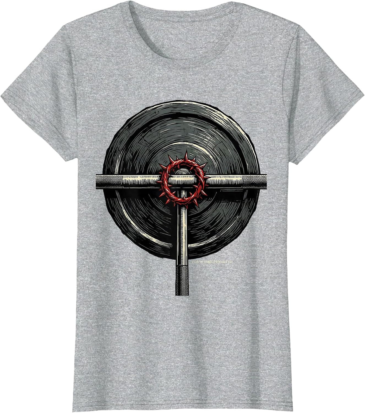 Jesus The Unmatched Deadlifter Funny Christian Gym T-Shirt - Heather Grey