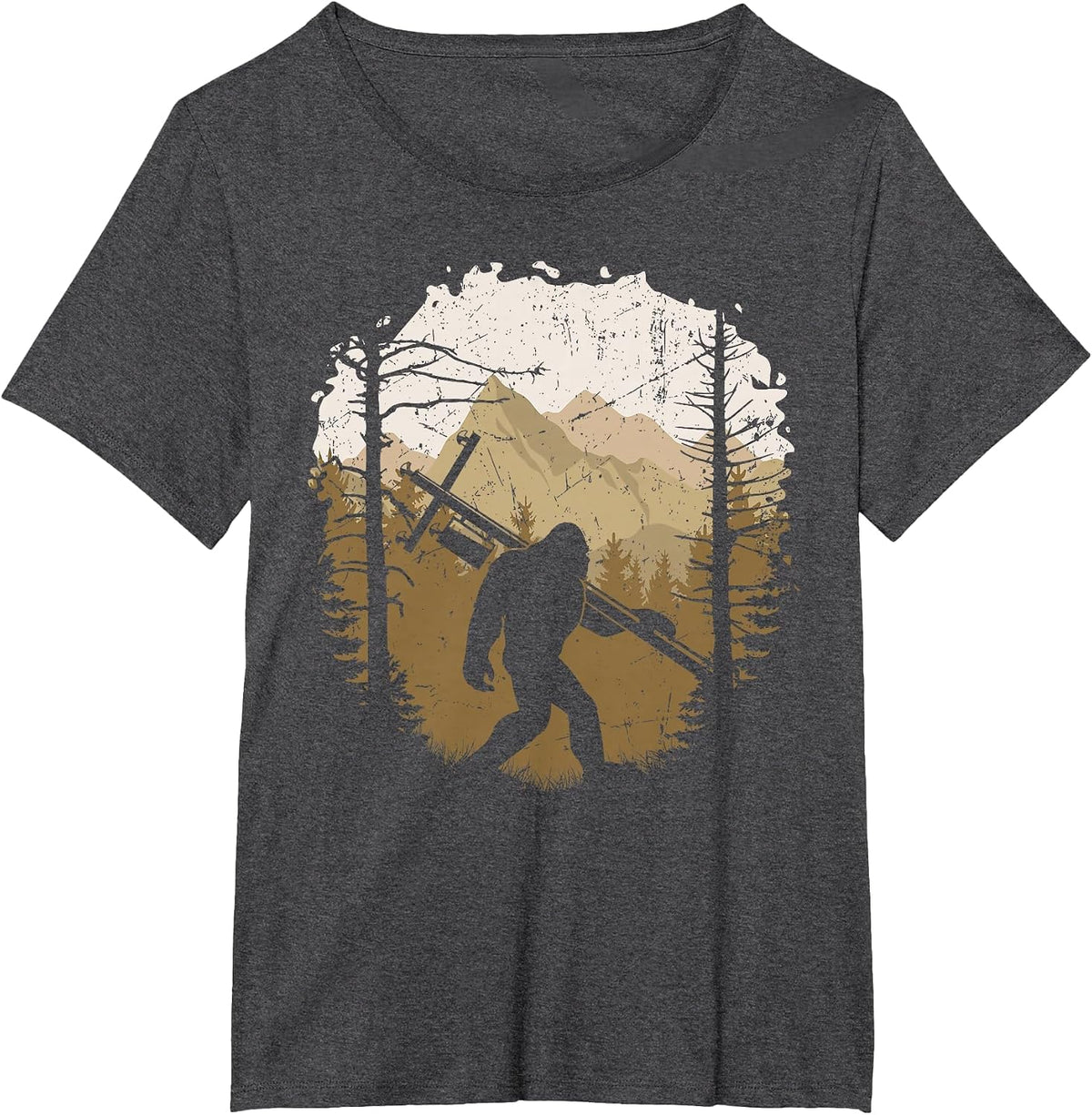 Funny Bigfoot Lineman Power Electrician Sasquatch Lineworker T-Shirt - Dark Heather Grey