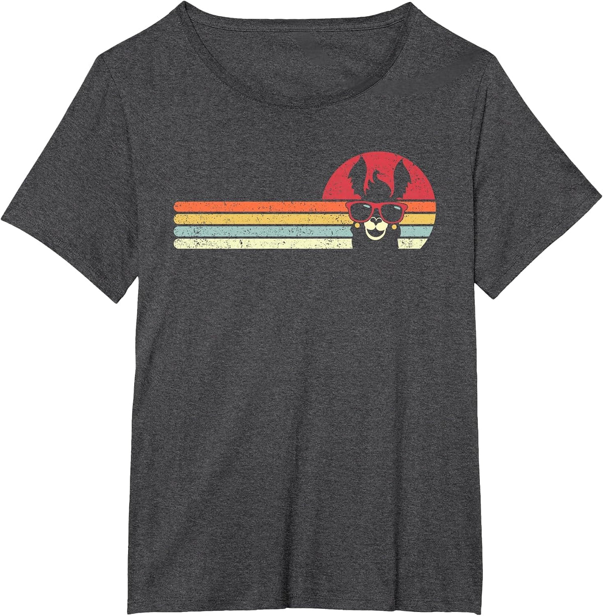 Llama, Retro Style Alpaca T-Shirt - Dark Heather Grey