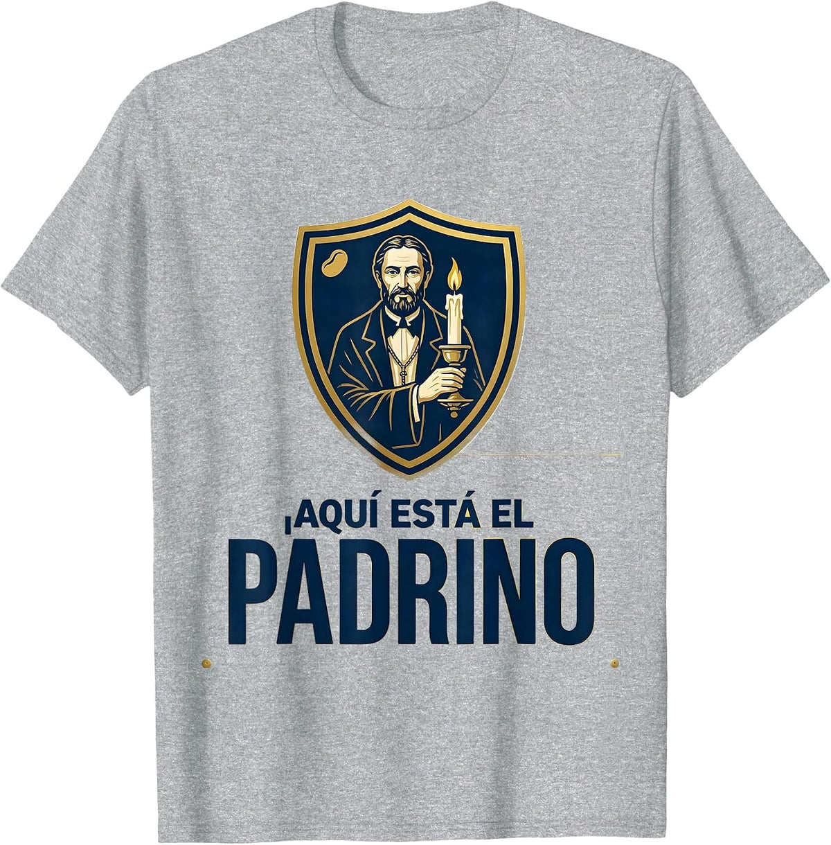 Men's ¡Aquí Está El Padrino! Mexican Bingo Family Role Humor T-Shirt - Heather Grey