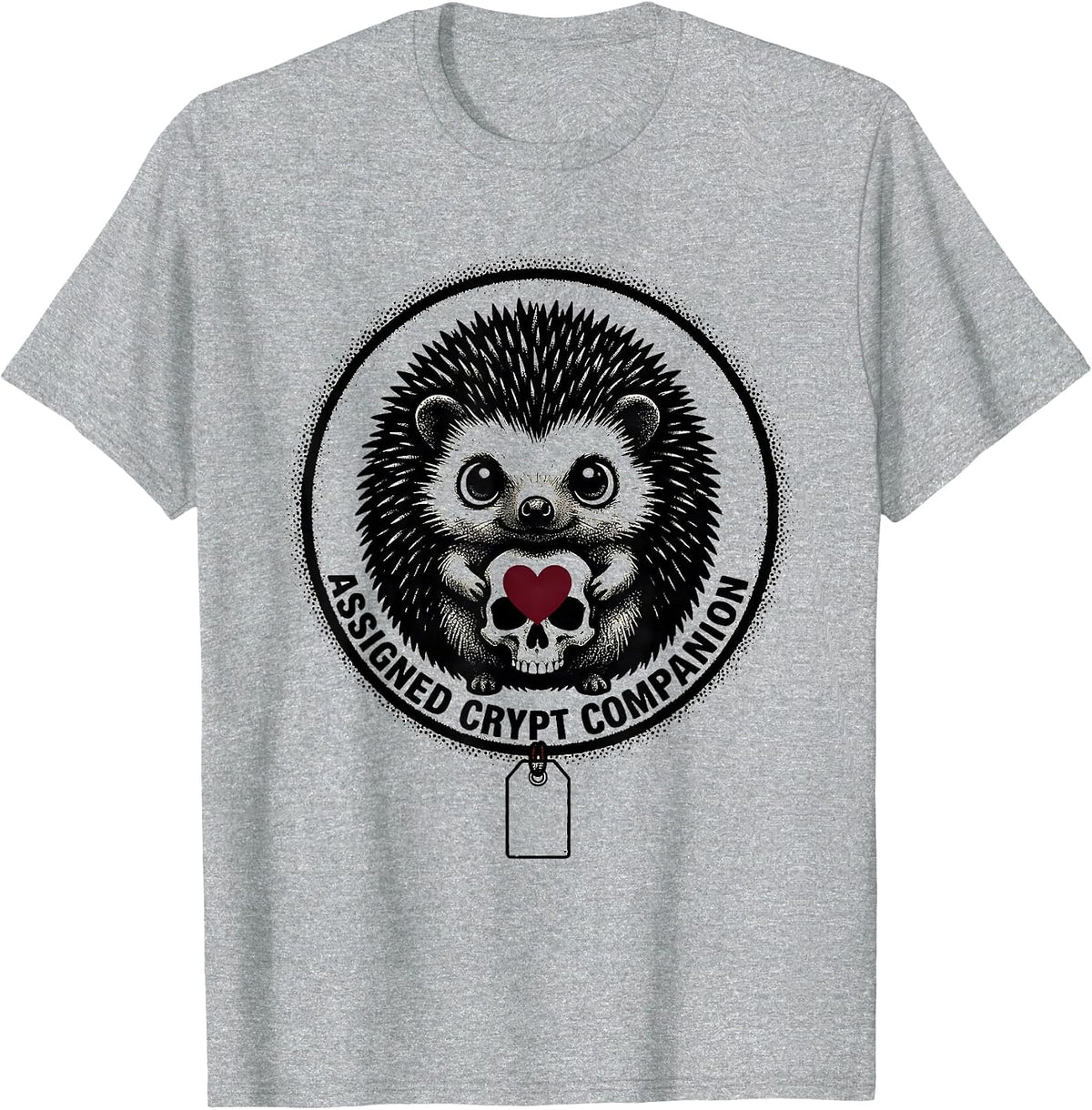 Men's Assigned Crypt Companion Pastel Goth Kawaii Chibi Hedgehog T-Shirt - Heather Grey