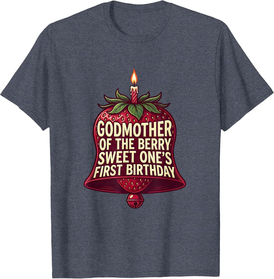 Godmother Of The Berry Sweet One's First Birthday Family T-Shirt - Heather Blue
