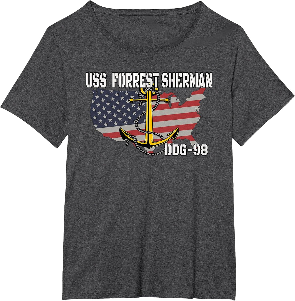 USS Forrest Sherman DDG-98 Destroyer Veterans Father Grandpa T-Shirt - Dark Heather Grey