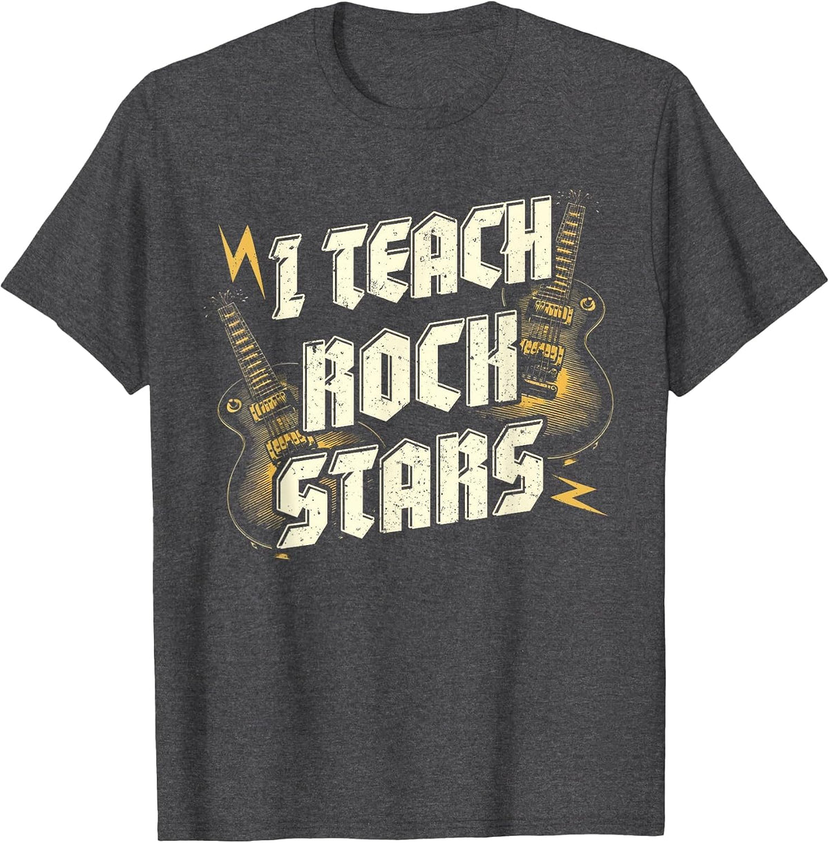 I Teach ROCKSTARS Funny Teacher Rocks Band Music Teaching T-Shirt - Dark Heather Grey