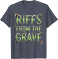 Riffs from the Grave Death Metal Graphic Design T-Shirt - Heather Blue