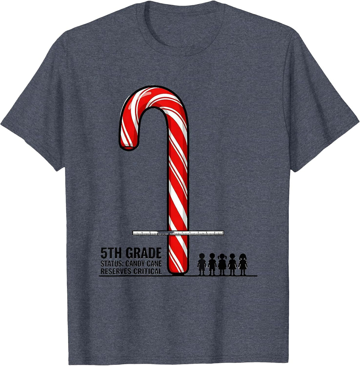 5th Grade Status Candy Cane Reserves Critical Teacher T-Shirt - Heather Blue
