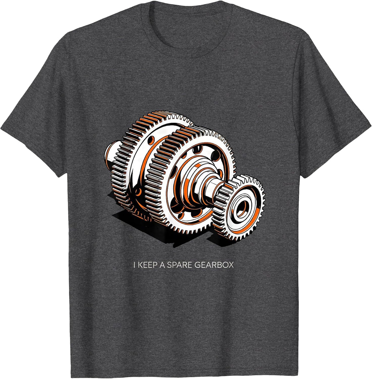 Men's I Keep A Spare Gearbox Funny Car Guy Mechanic Deadpan Humor T-Shirt - Dark Heather Grey