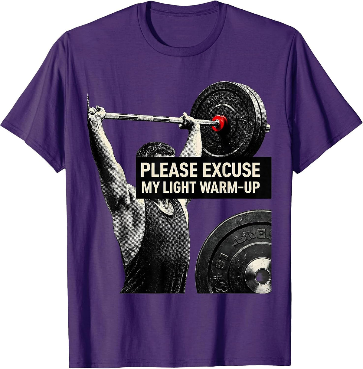 Please Excuse My Light Warm-Up Funny Gym Lifter Workout T-Shirt - Purple