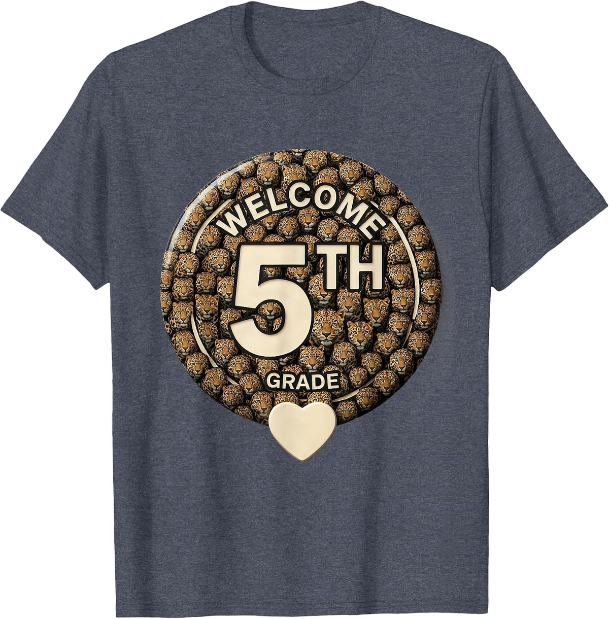 Welcome Fifth Grade Leopard Teacher Back To School T-Shirt - Heather Blue