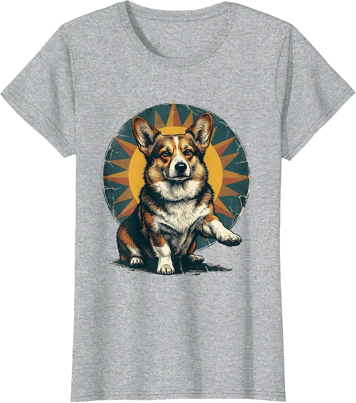 Stern Corgi Distressed Dog Lover Humor T-Shirt - Heather Grey