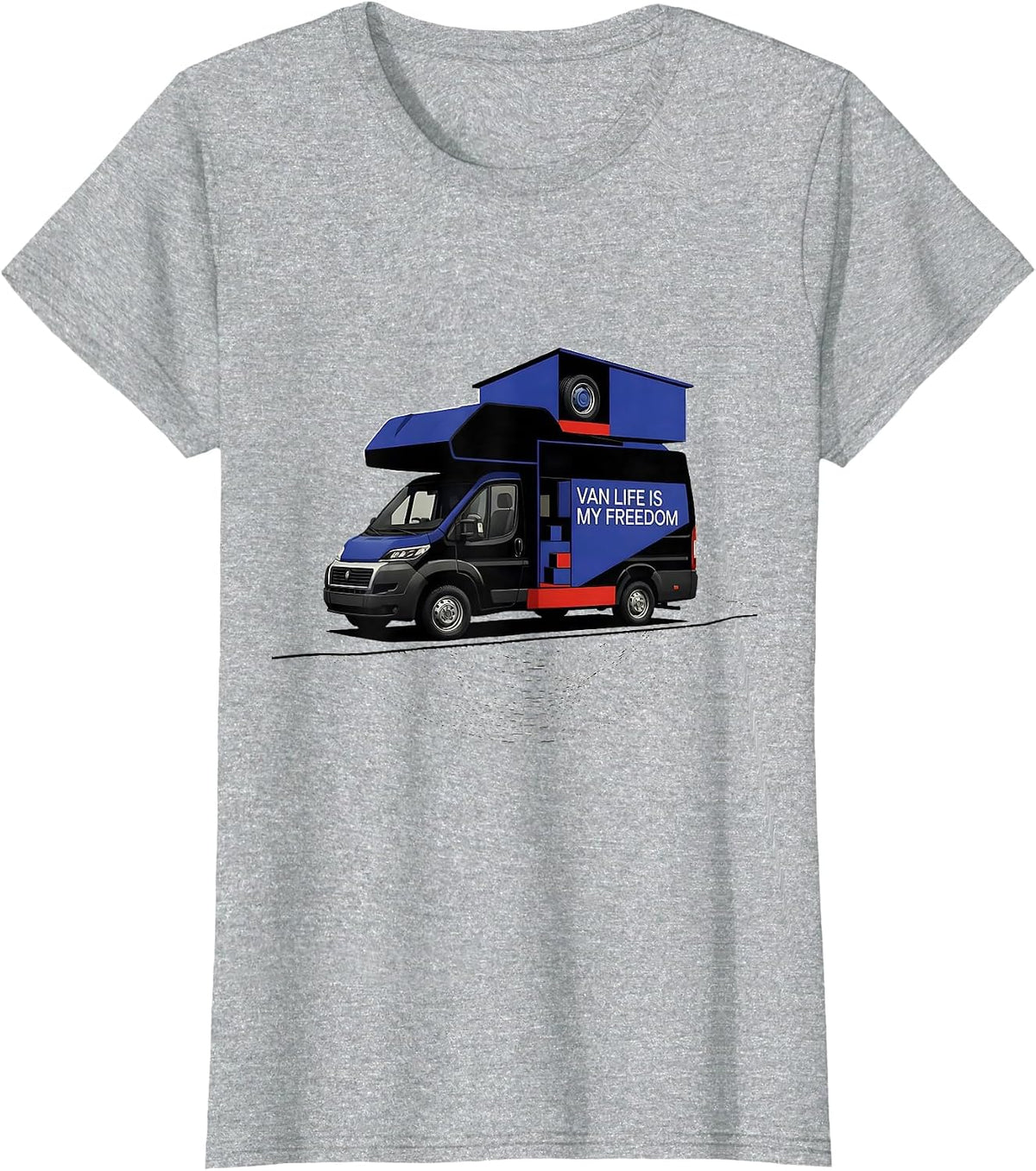 Van Life Is My Freedom Bauhaus Modernist Van Dweller Nomads T-Shirt - Heather Grey