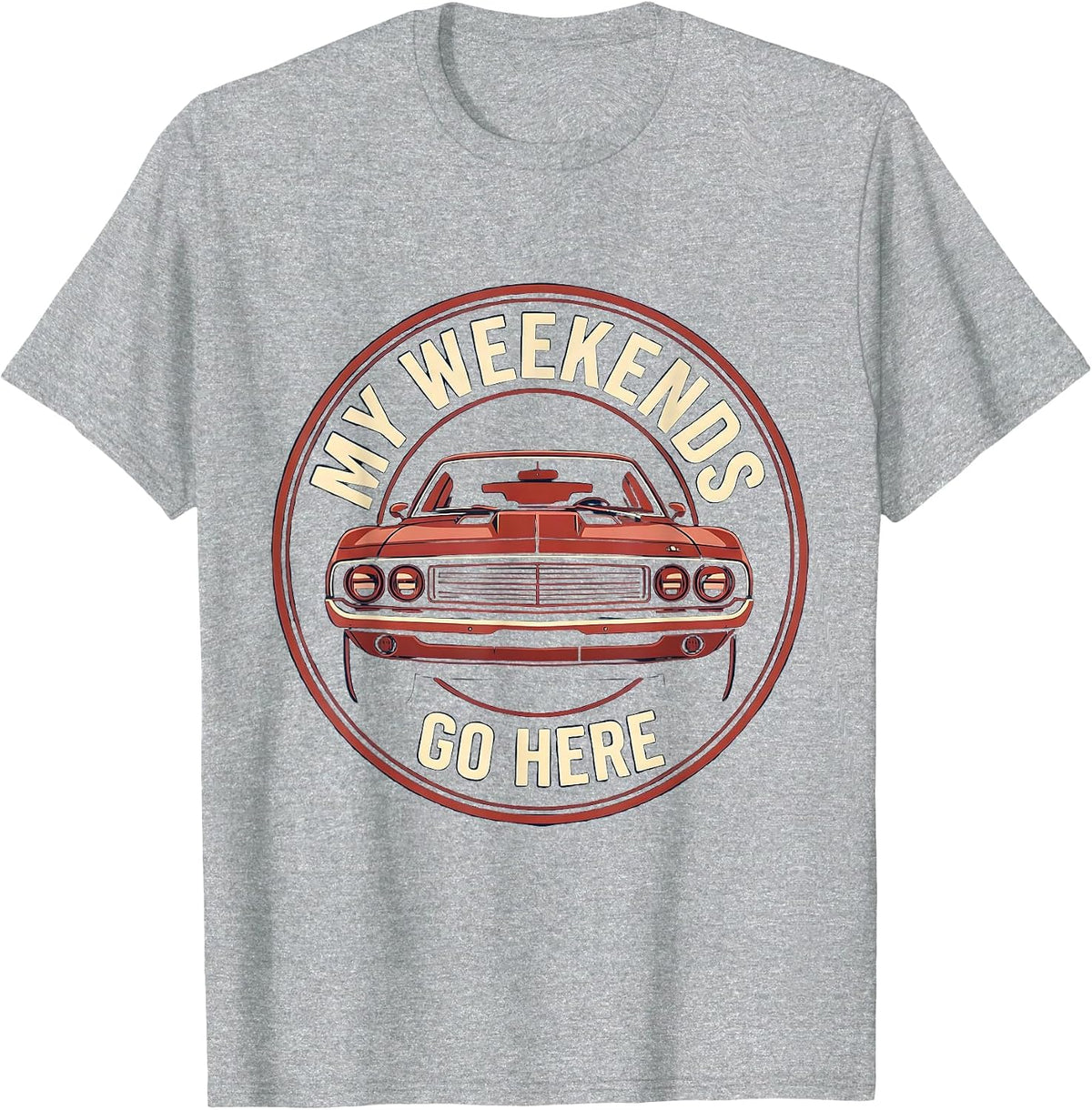 Men's My Weekends Go Here Funny Car Enthusiast Car Guy Gift T-Shirt - Heather Grey