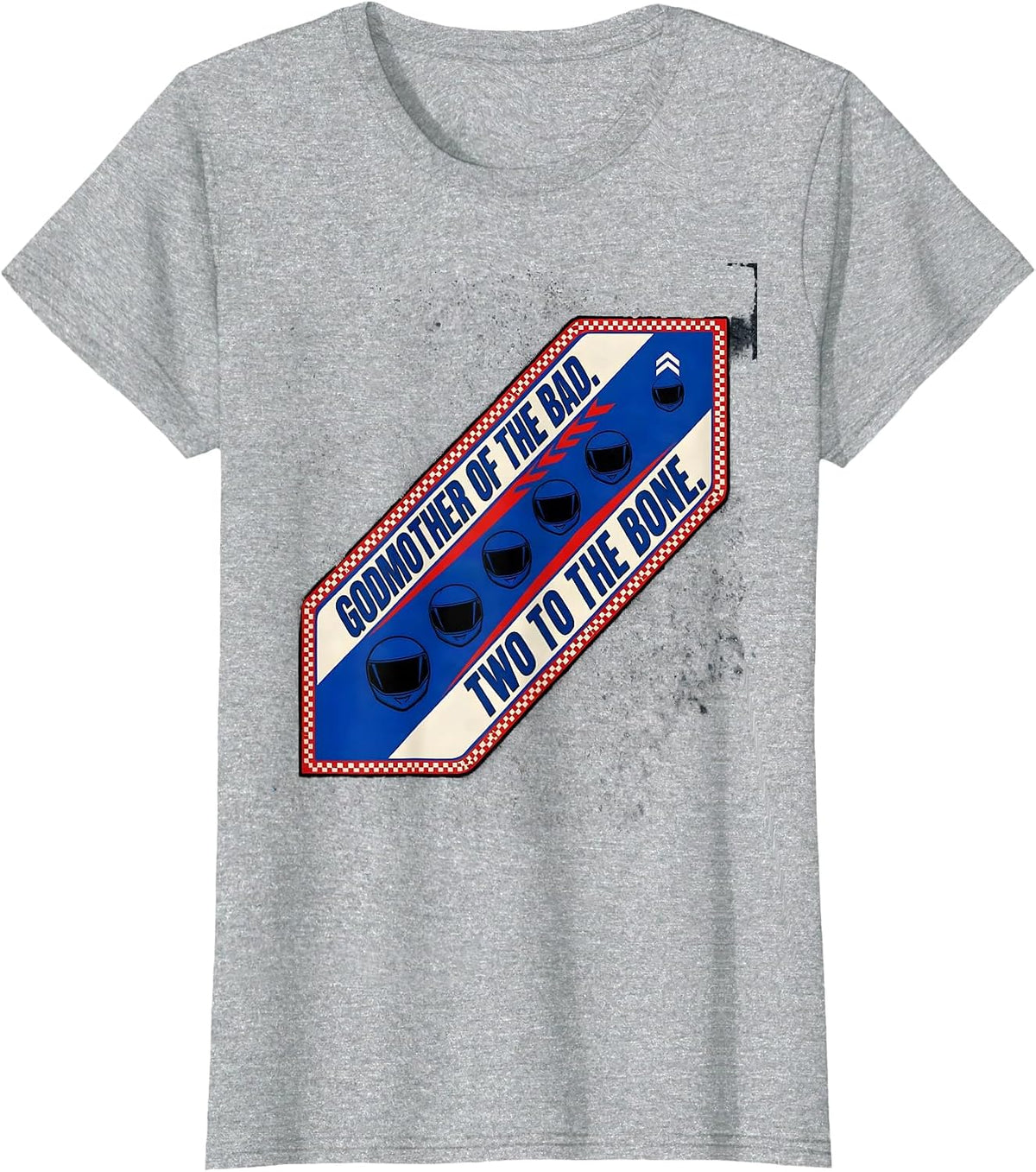 Godmother Of The Bad Two To The Bone Racing Livery Biker T-Shirt - Heather Grey