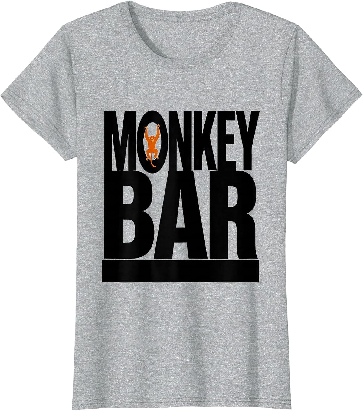 MONKEY BAR Brutalist Gym Workout Animal Pun Humor T-Shirt - Heather Grey