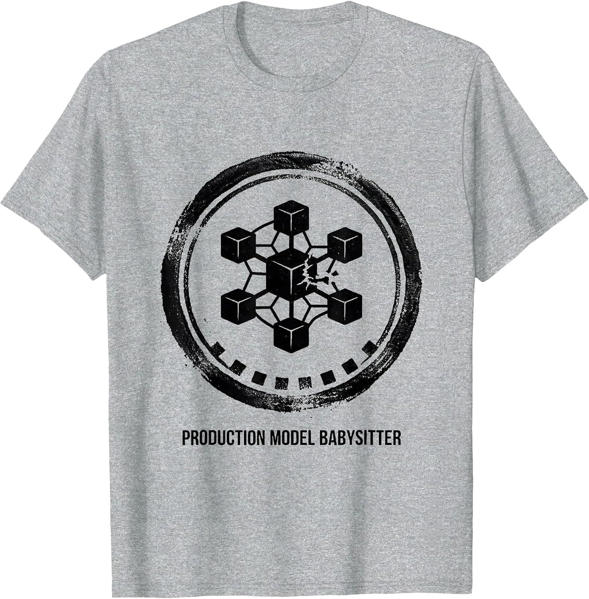 Men's Production Model Babysitter Nerdy AI Engineer Tech Humor T-Shirt - Heather Grey