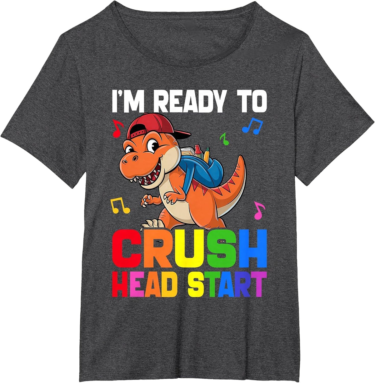 Kids Ready Crush HeadStart First Day School Dinosaur Toddler T-Shirt - Dark Heather Grey