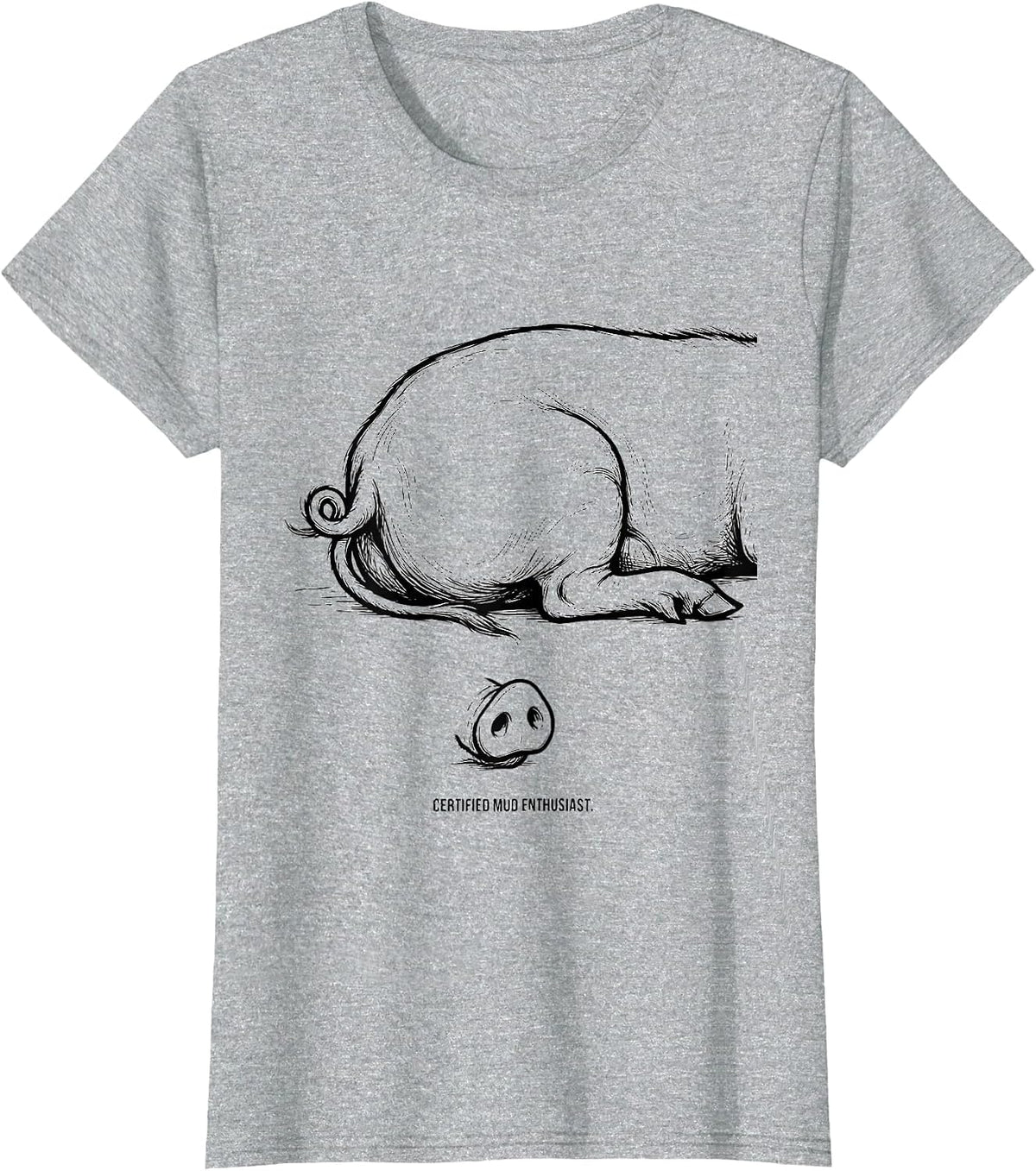 Certified Mud Enthusiast Funny Pig Farm Animal Lover T-Shirt - Heather Grey