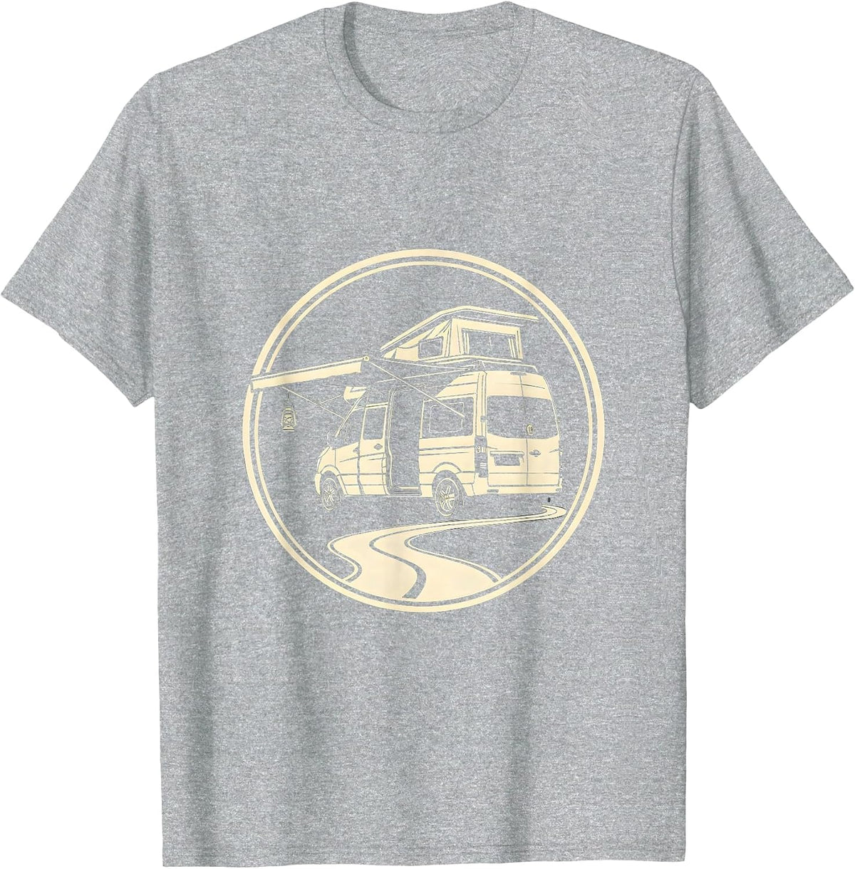 Men's Sealed Camper Van Badge Retro Van Life Dwellers Vanlife T-Shirt - Heather Grey