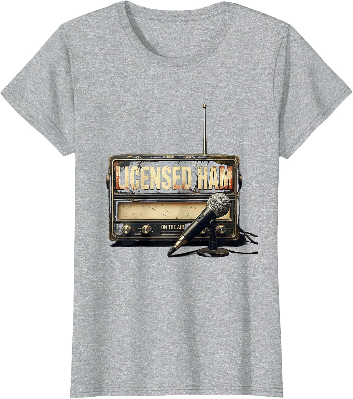 Licensed Ham, On The Air Distressed Ham Radio Operator Humor T-Shirt - Heather Grey