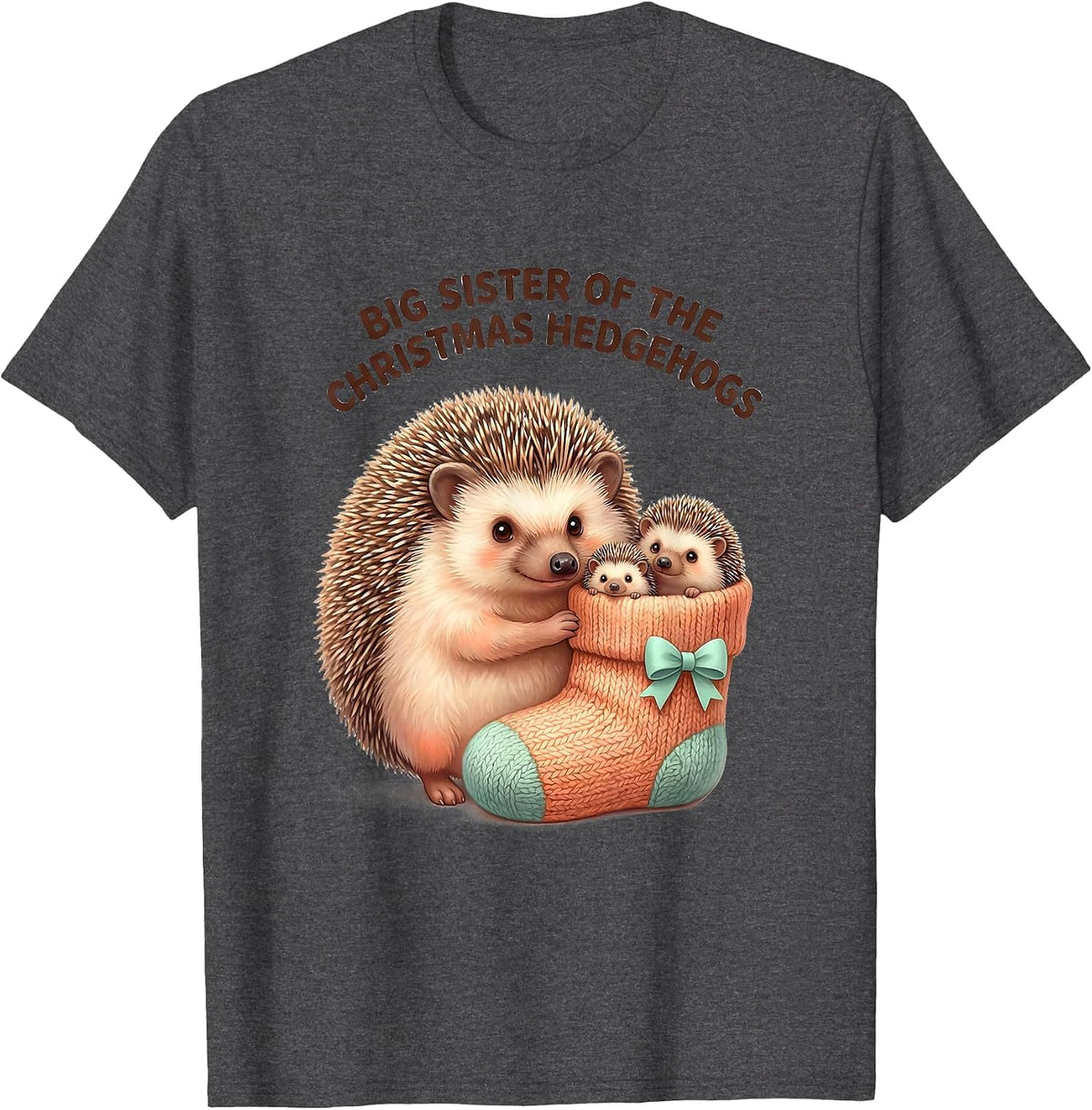 Men's Big Sister Of The Christmas Hedgehogs Cute Kawaii Hedgehog T-Shirt - Dark Heather Grey