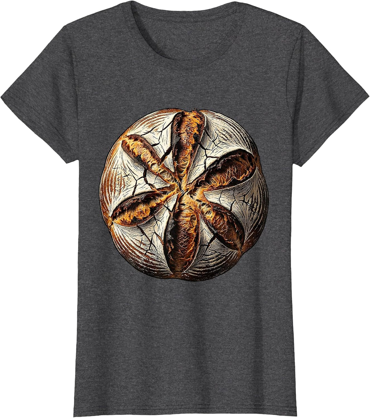 Women's Sourdough Era Scored Dough Oven Bloom Illustration T-Shirt - Dark Heather Grey