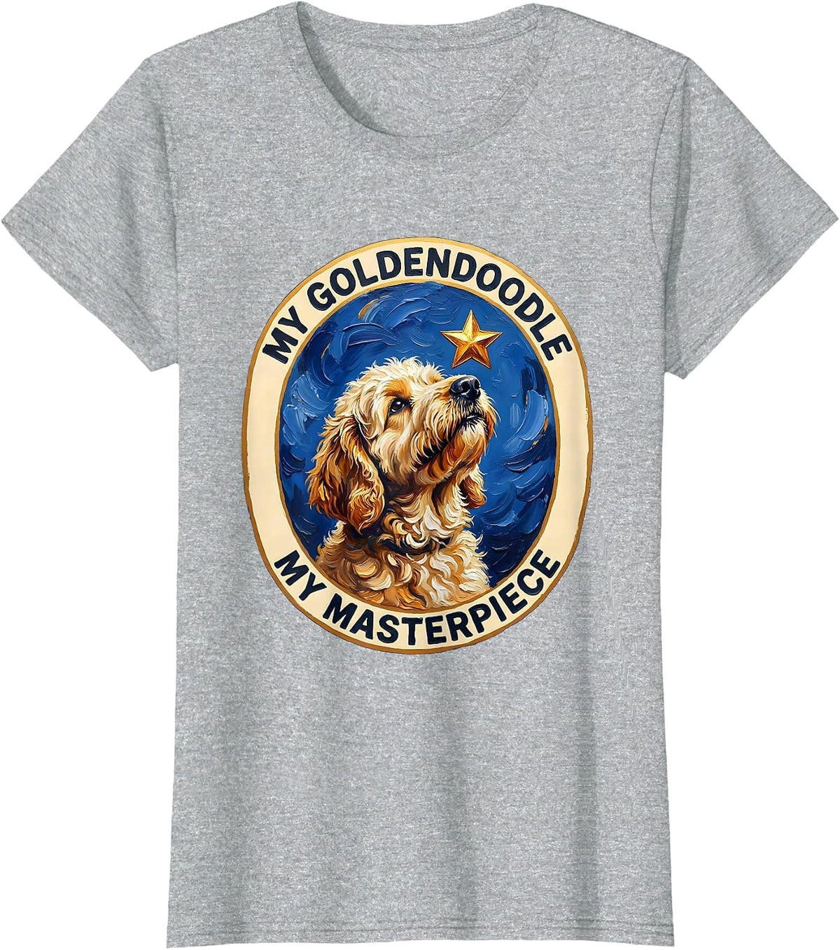 Women's My Goldendoodle My Masterpiece Gouache Poster Breed Portrait T-Shirt - Heather Grey