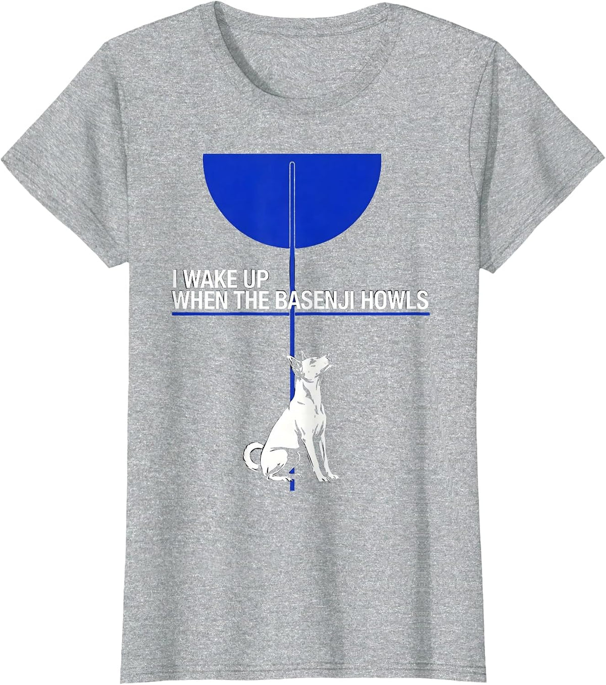 I Wake Up When the Basenji Howls Funny Dog Breed Portrait T-Shirt - Heather Grey