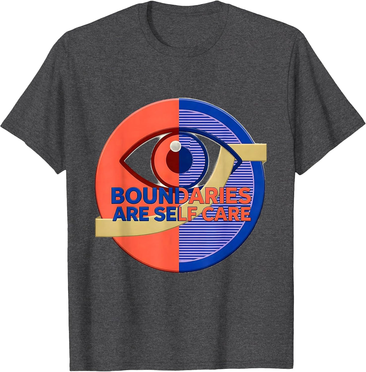 Men's Boundaries Are Self Care Mental Health Design T-Shirt - Dark Heather Grey