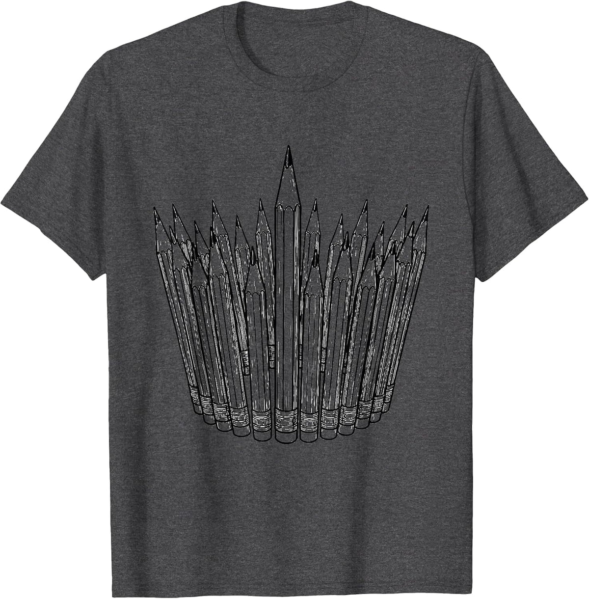 Paraprofessional Colored Pencil Crown Graphic T-Shirt - Dark Heather Grey