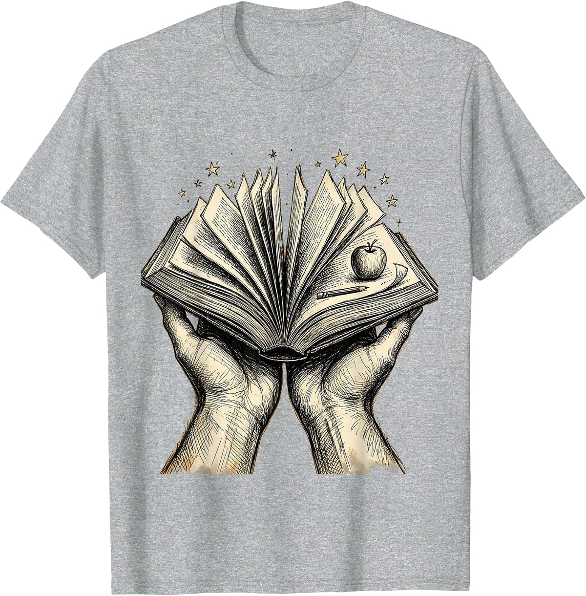 Men's Paraprofessional Caring Hands Storybook Design T-Shirt - Heather Grey