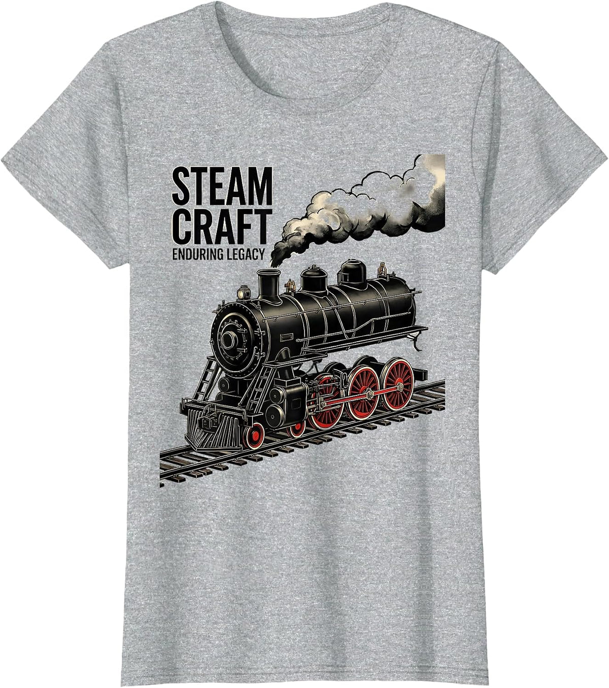 Steam Craft Enduring Legacy Vintage Steam Locomotive Train T-Shirt - Heather Grey