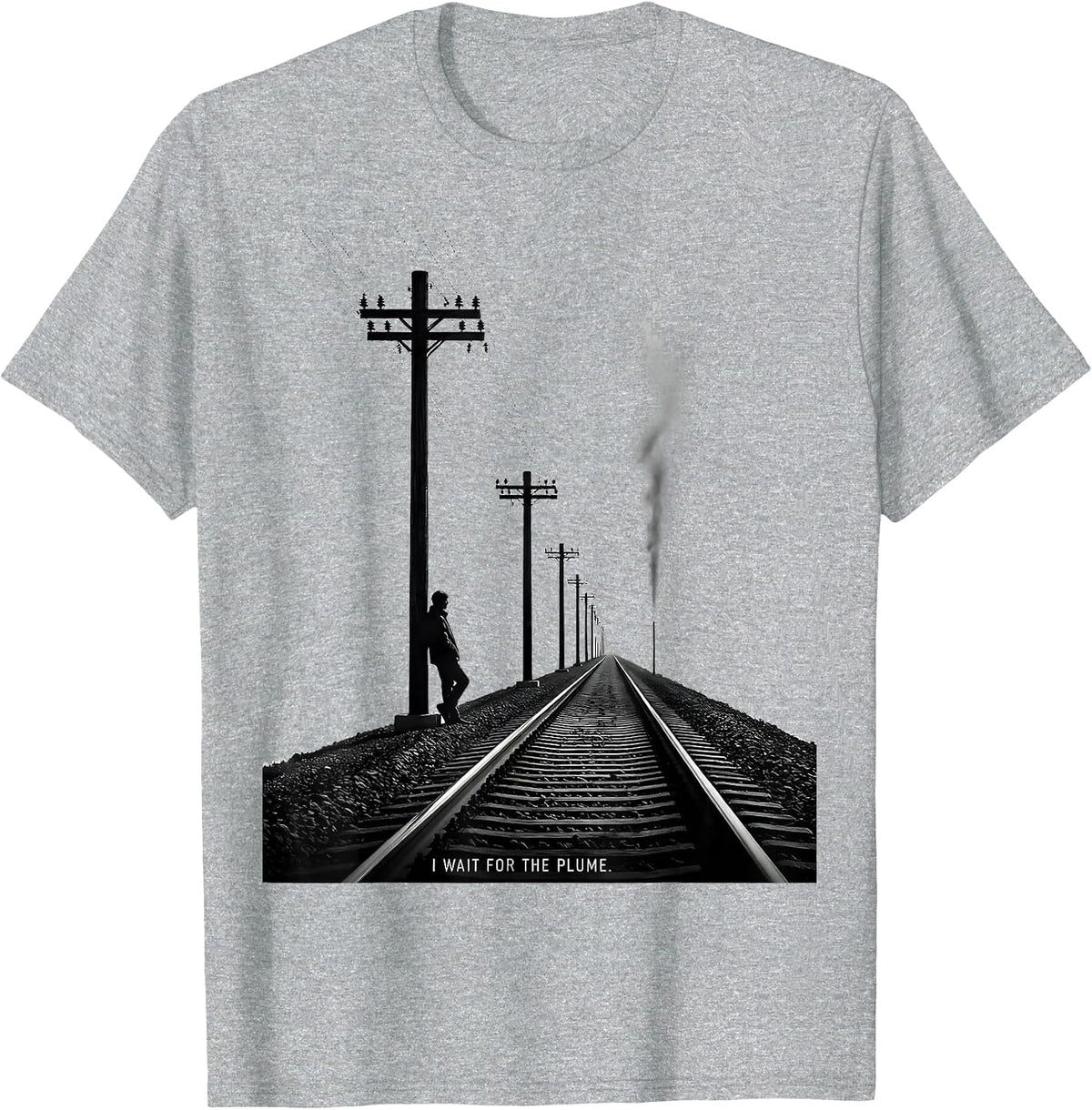 Men's I Wait For The Plume Big Boy 4014 Train Enthusiast Vintage T-Shirt - Heather Grey