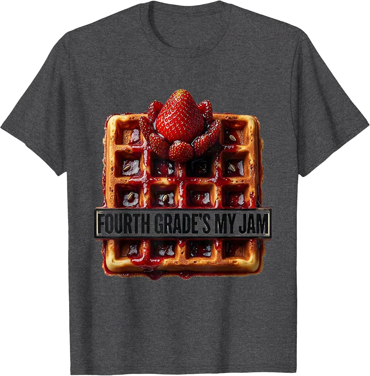 Men's Fourth Grade's My Jam Strawberry Teacher Back To School T-Shirt - Dark Heather Grey