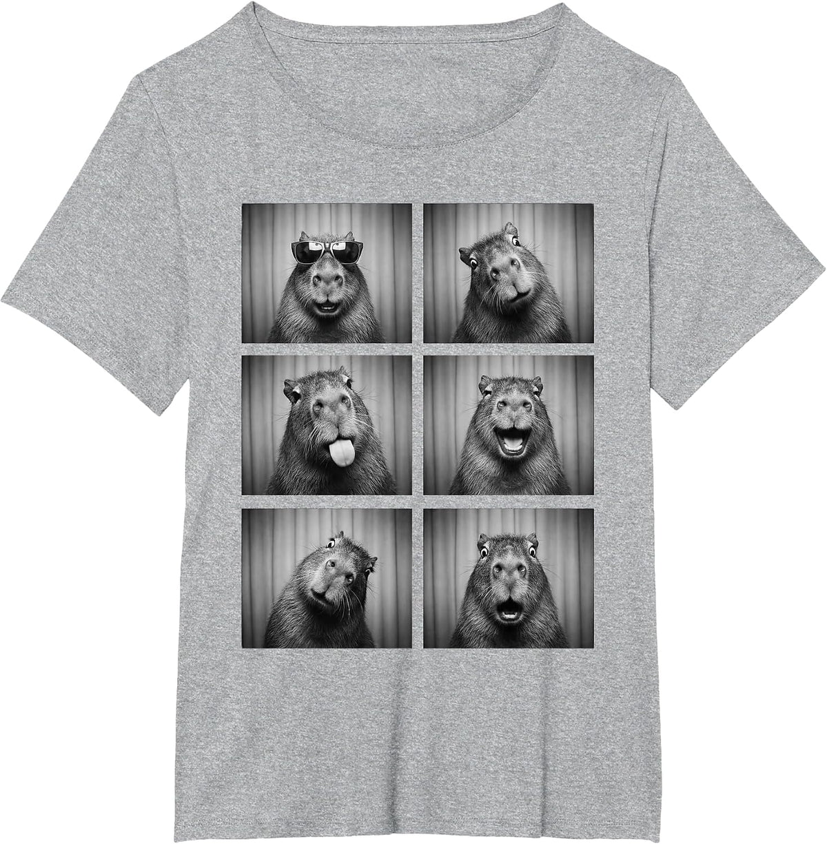 Capybara Photobooth Rodent Funny Animal Portrait T-Shirt - Heather Grey