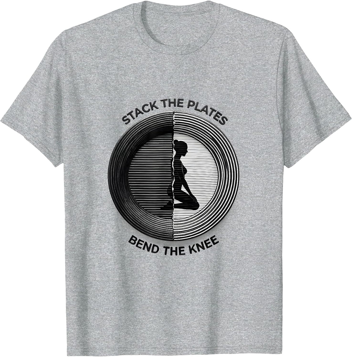 Men's Stack The Plates Bend The Knee Funny Christian Gym T-Shirt - Heather Grey