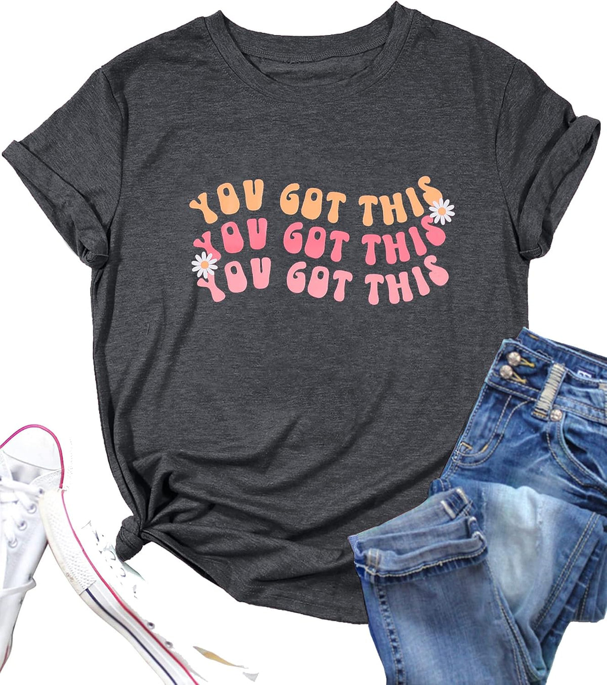 You Got This Shirt Women Teacher Graphic Testing Tshirts Funny Back to School Encouraging Short Sleeve Tees Tops - Grey