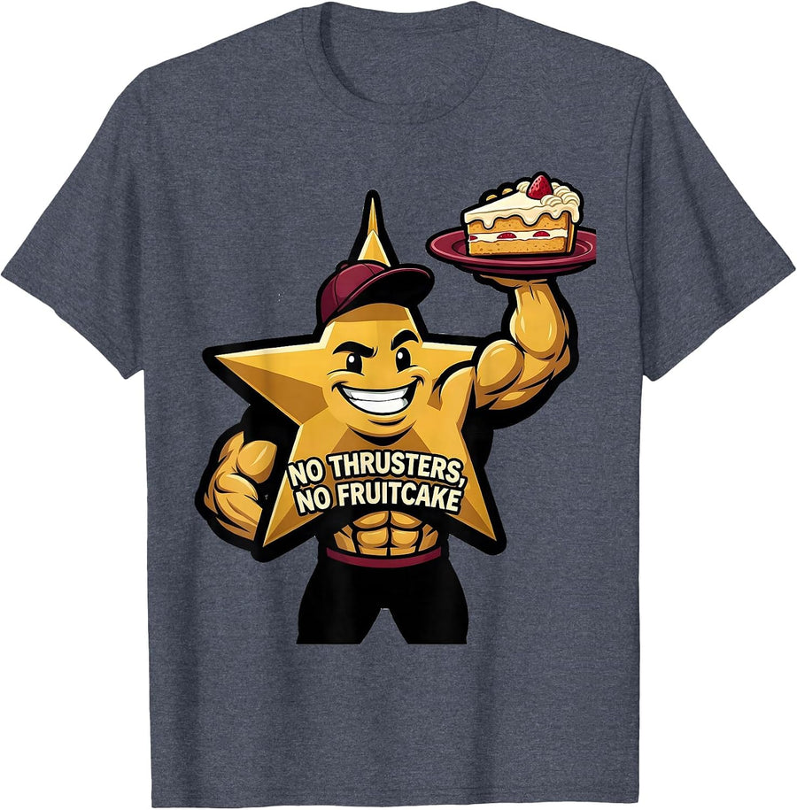 No Thrusters, No Fruitcake Funny Gym Bodybuilder Christmas T-Shirt, Men, Heather Blue, 3X-Large - As Pictured