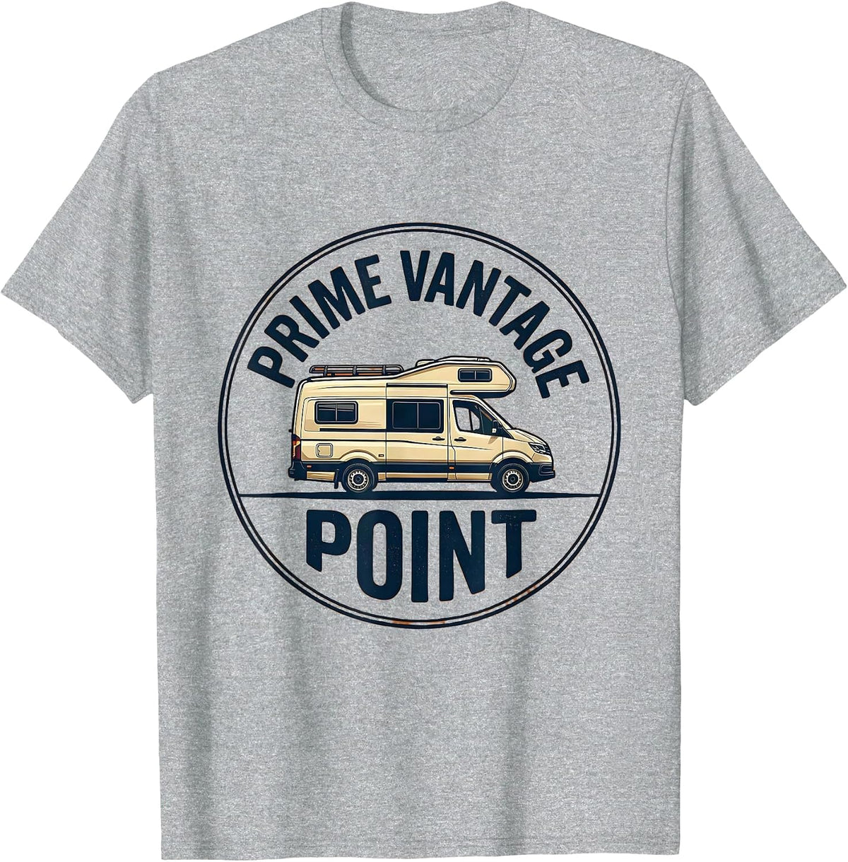 Men's Prime Vantage Point Retro Van Life Camper Nomad Pride Emblem T-Shirt - Heather Grey