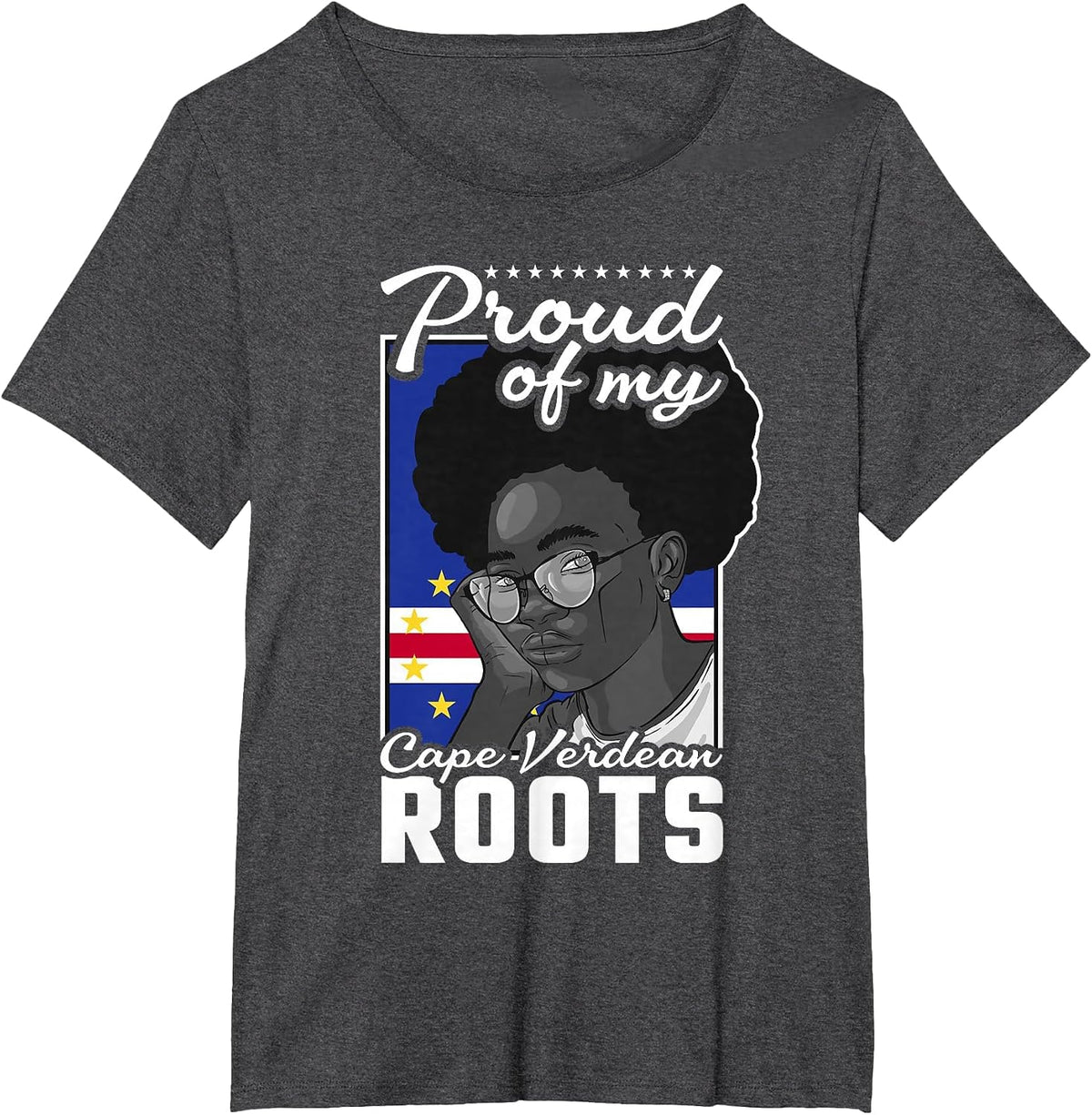 Proud Cape Verdean Roots Black History Month, Cape Verde T-Shirt - Dark Heather Grey