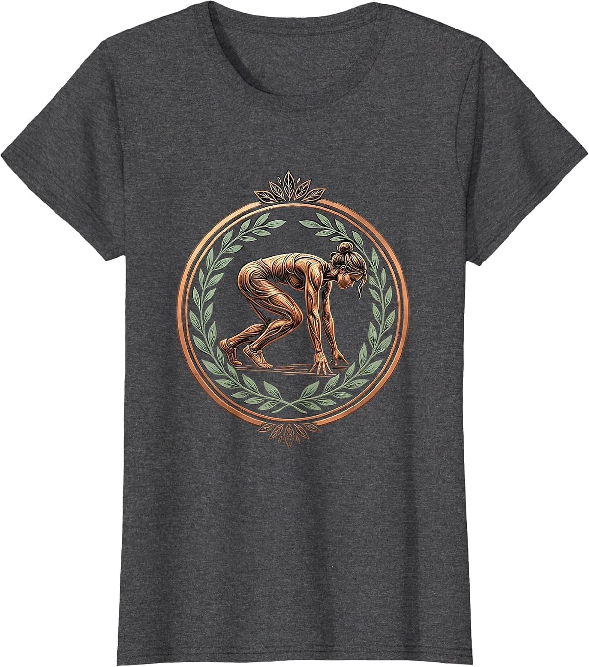 Women's Athlete at the Starting Block Graphic Tee T-Shirt - Dark Heather Grey