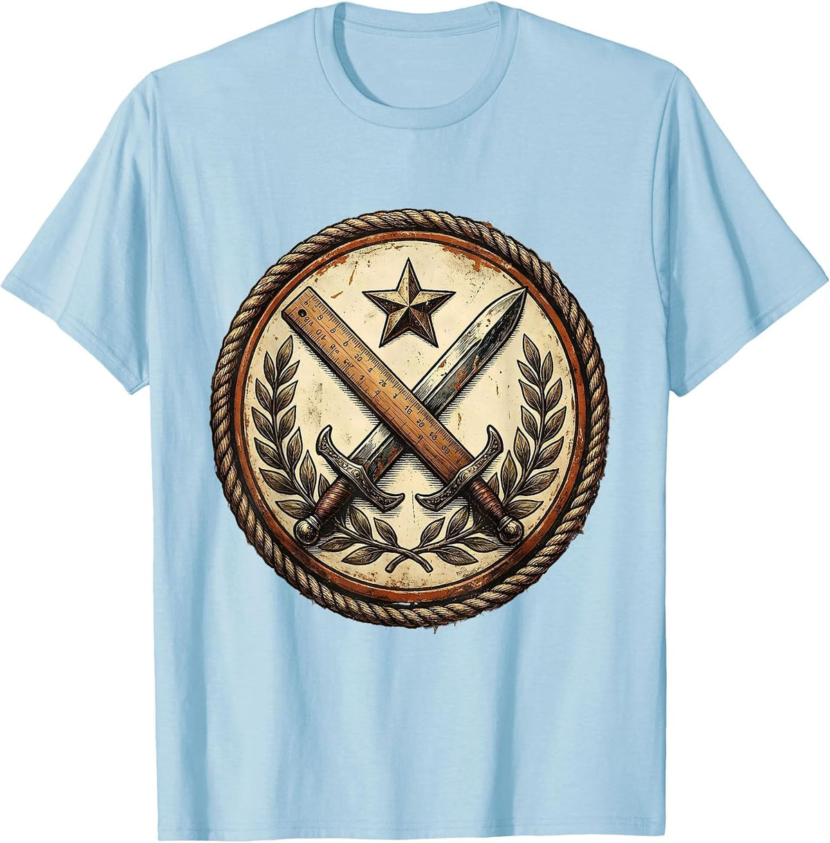 Men's Paraprofessional Pencil and Ruler Crossed Swords T-Shirt - Baby Blue