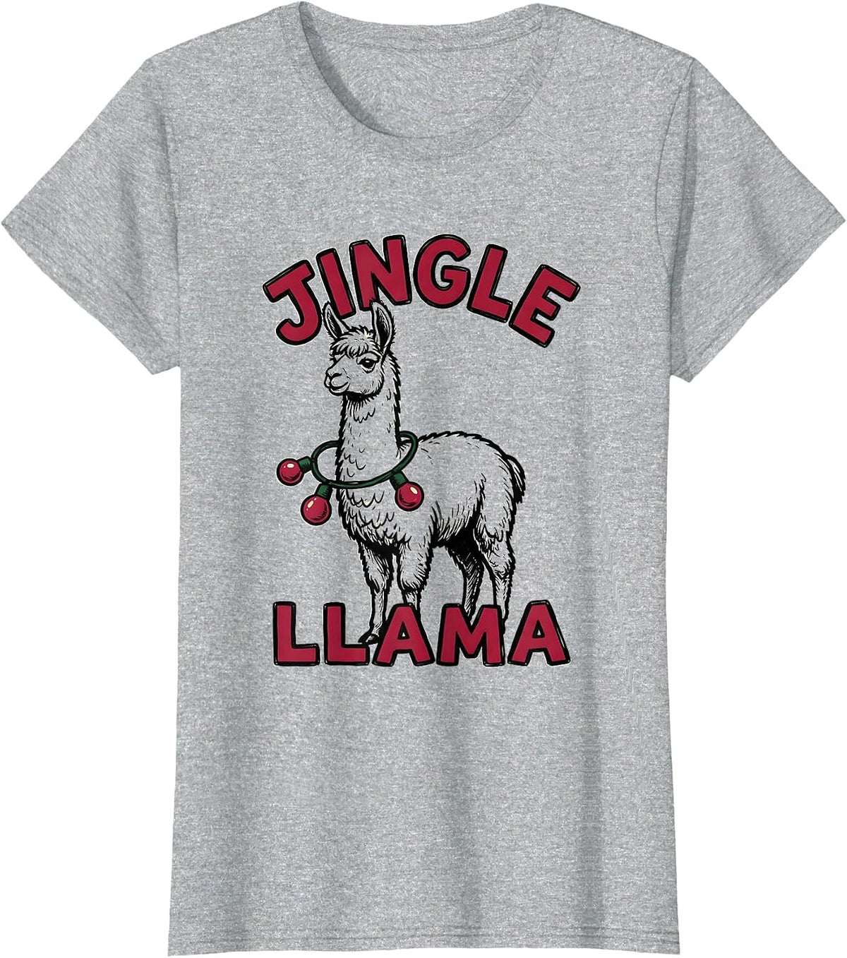 Jingle Llama Funny Christmas Llama Lover Novelty Gift T-Shirt - Heather Grey