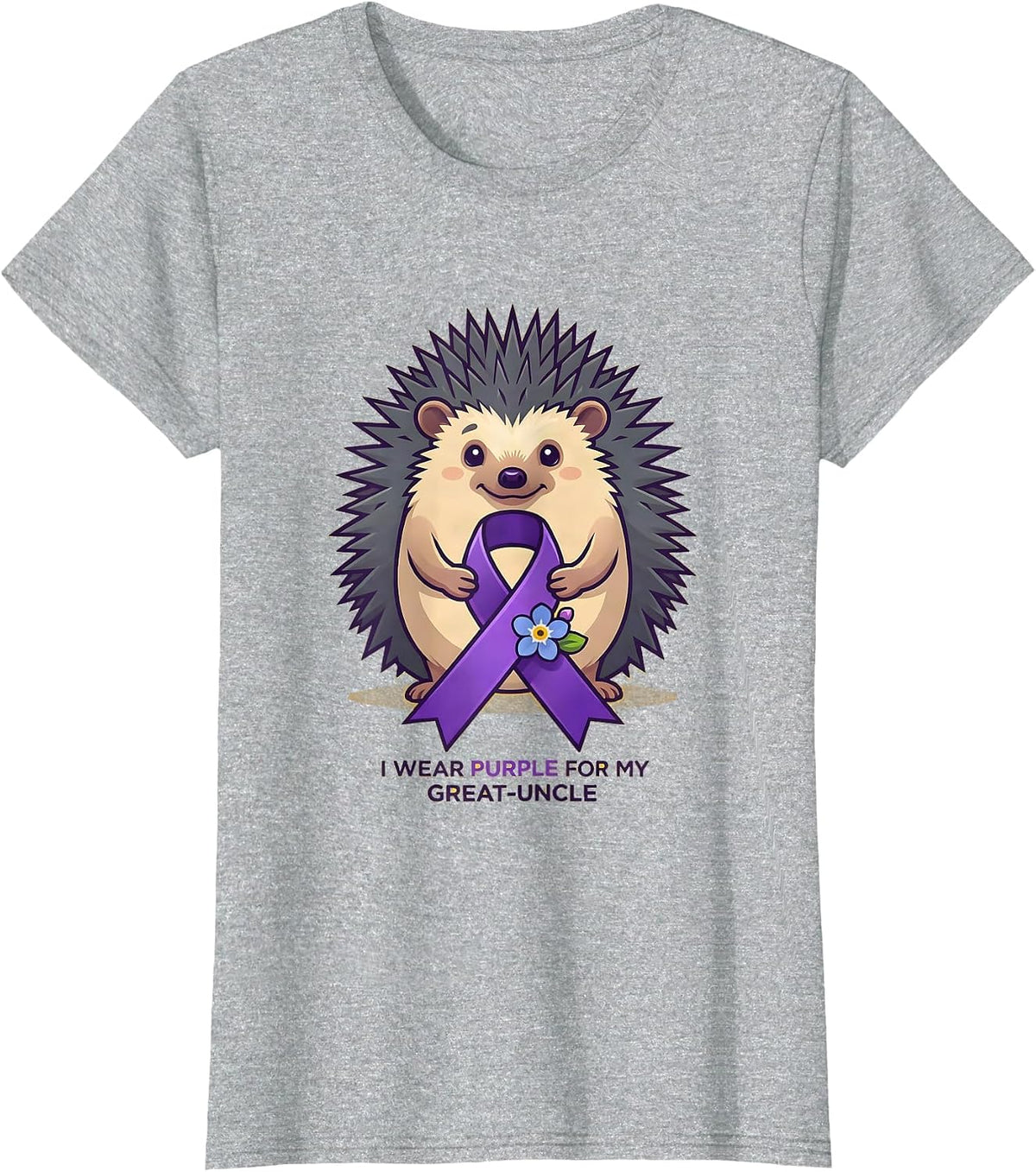 I Wear Purple For My Great-Uncle Alzheimer's Awareness T-Shirt - Heather Grey