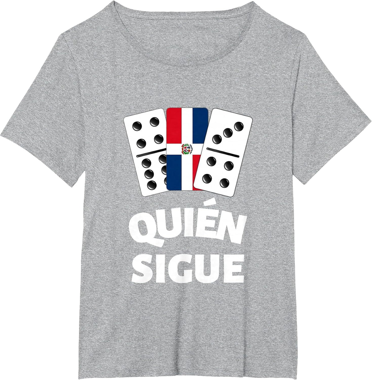 Dominican Republic Flag Dominoes Domino Train Quien Sique T-Shirt - Heather Grey